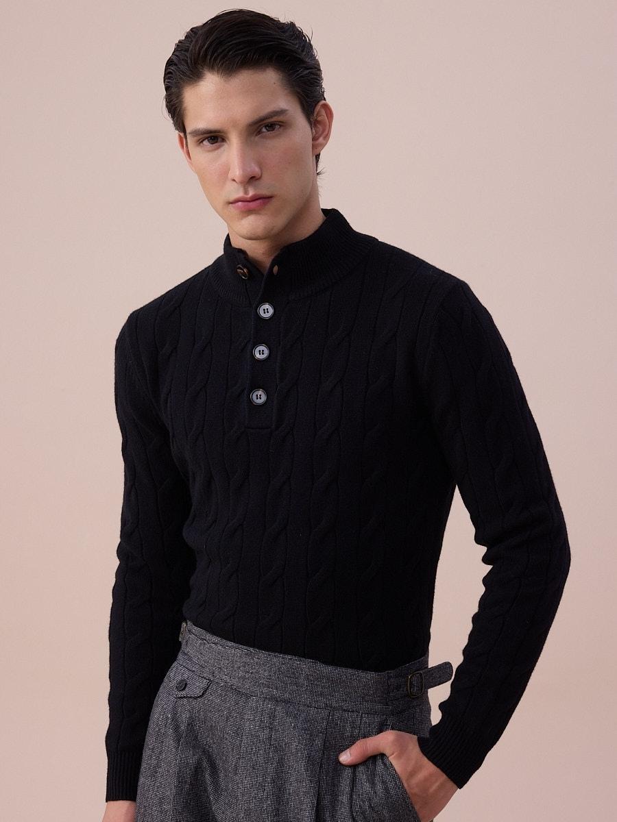 Jersey de punto trenzado Loops con botones