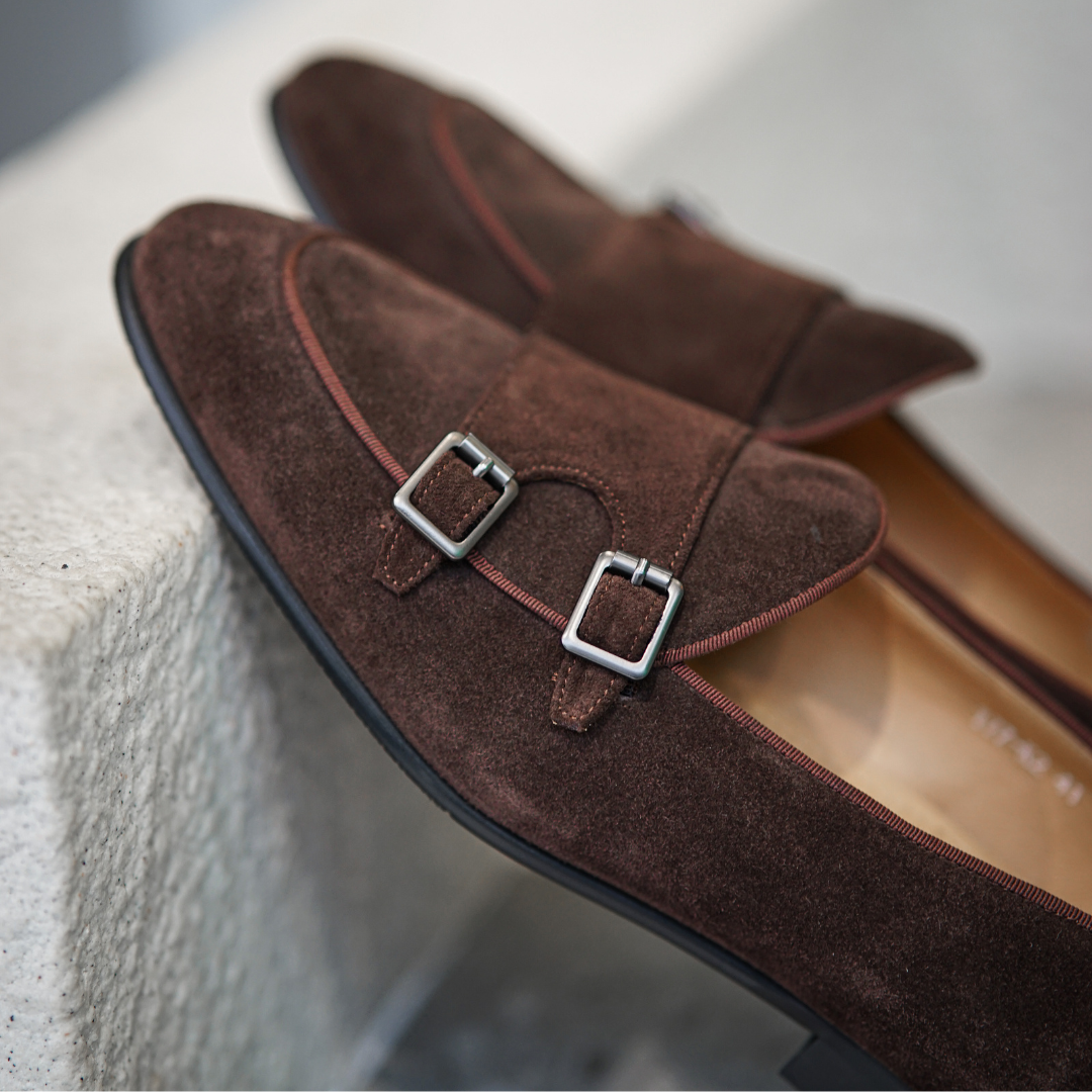 Herren Doppelmonkstraps Wildleder-Loafer