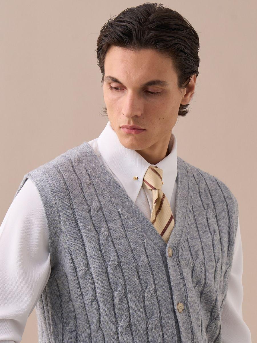 Chaleco de punto trenzado de lana para hombre