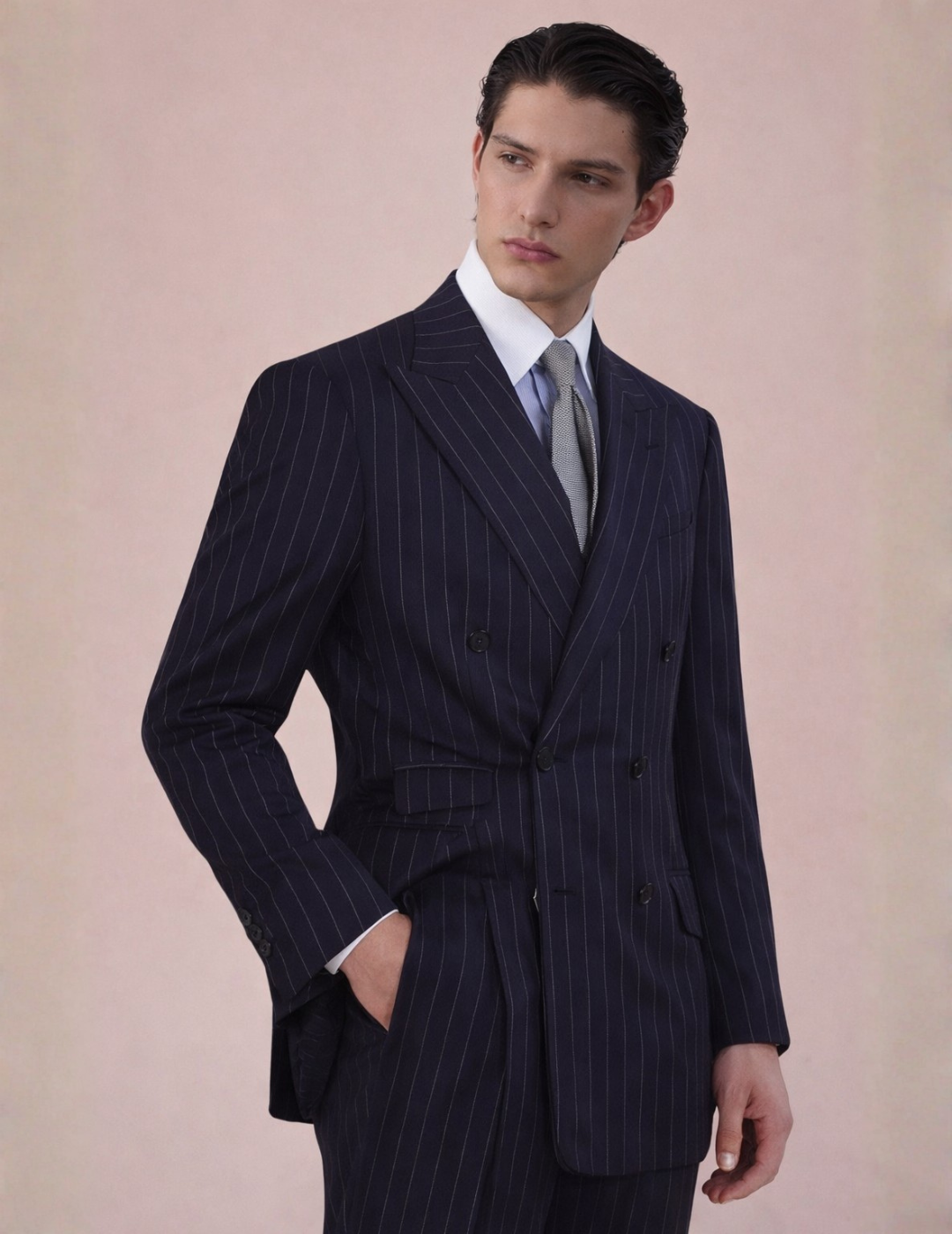 Costume croisé rayé Udine