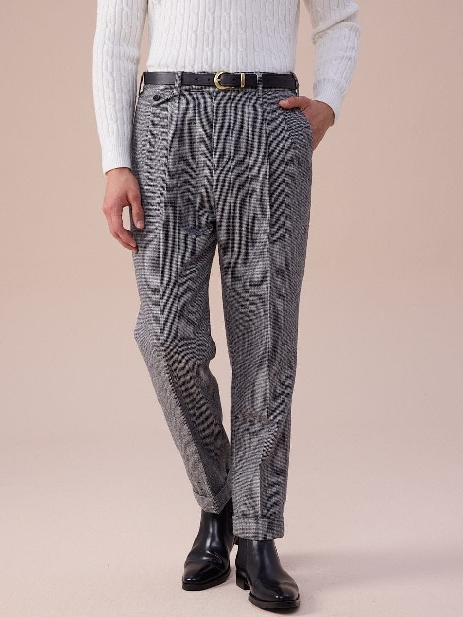 Pantalones de lana de tiro alto con trabillas Piemonte