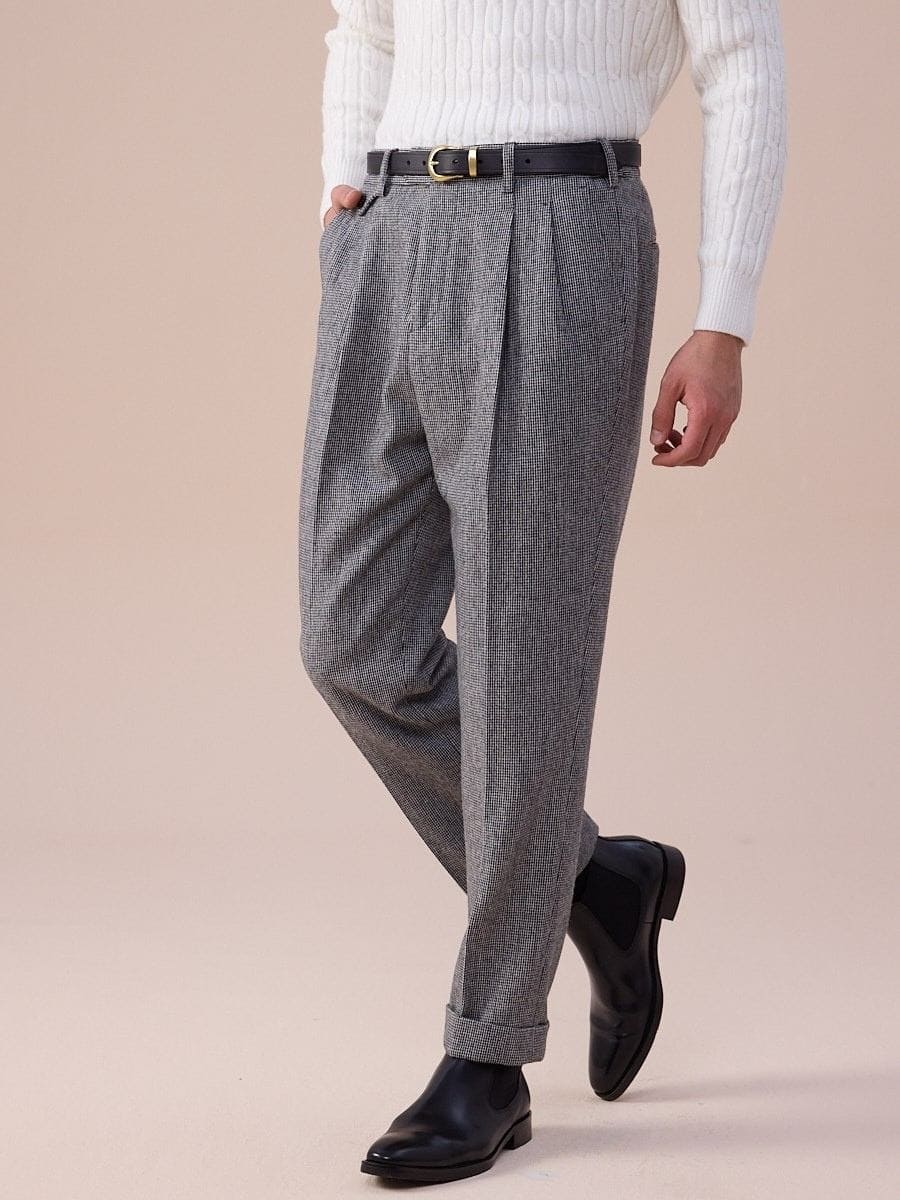 Pantalones de lana de tiro alto con trabillas Piemonte