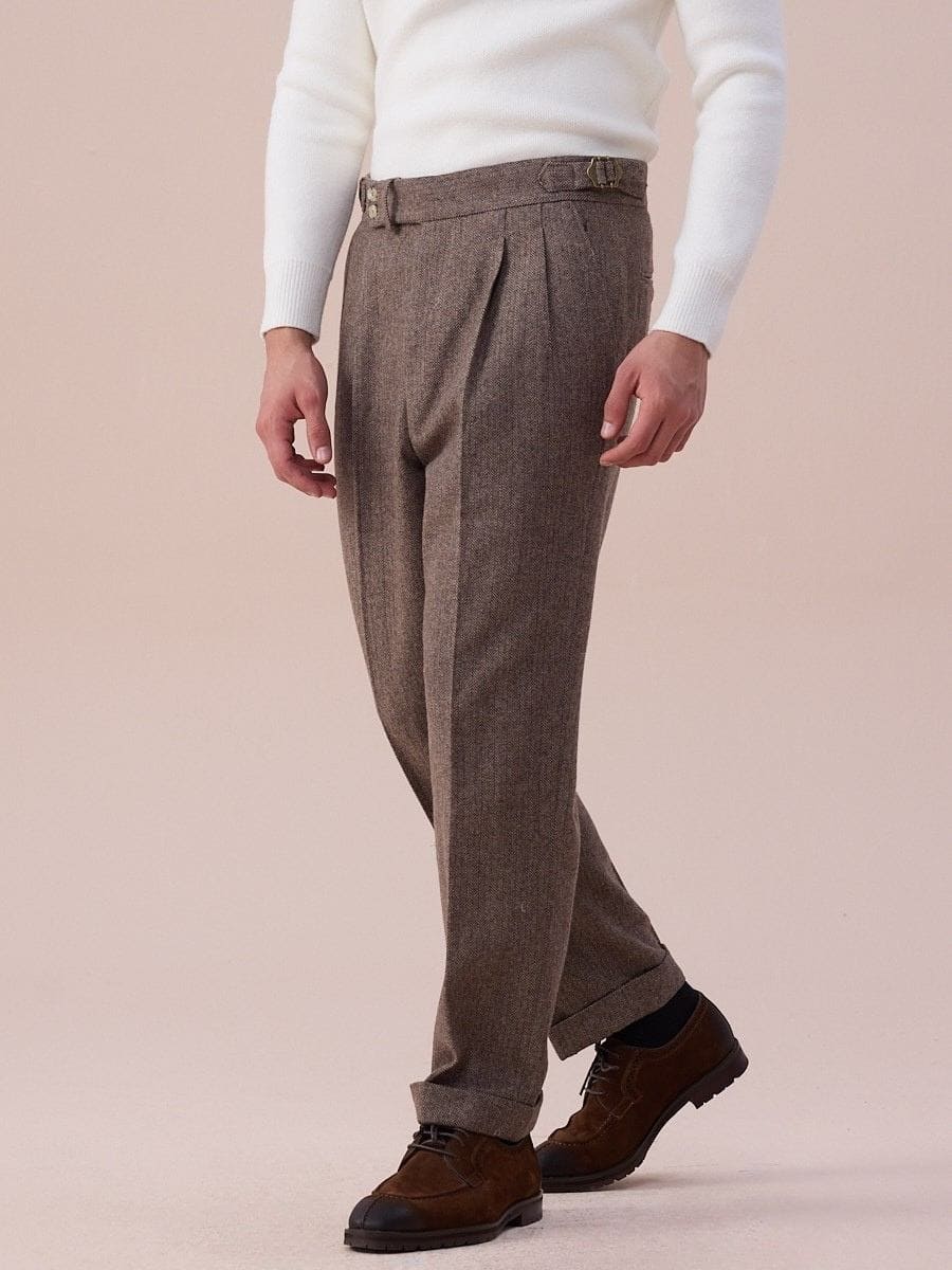 Ligúria Herringbone Wool Single-Breasted Suit