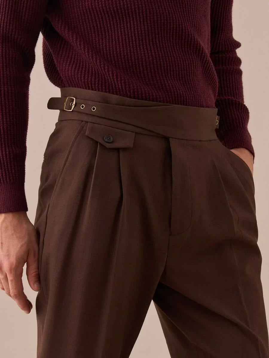 Pantalones Sorano Gurkha de Doble Pliegue y Talle Alto