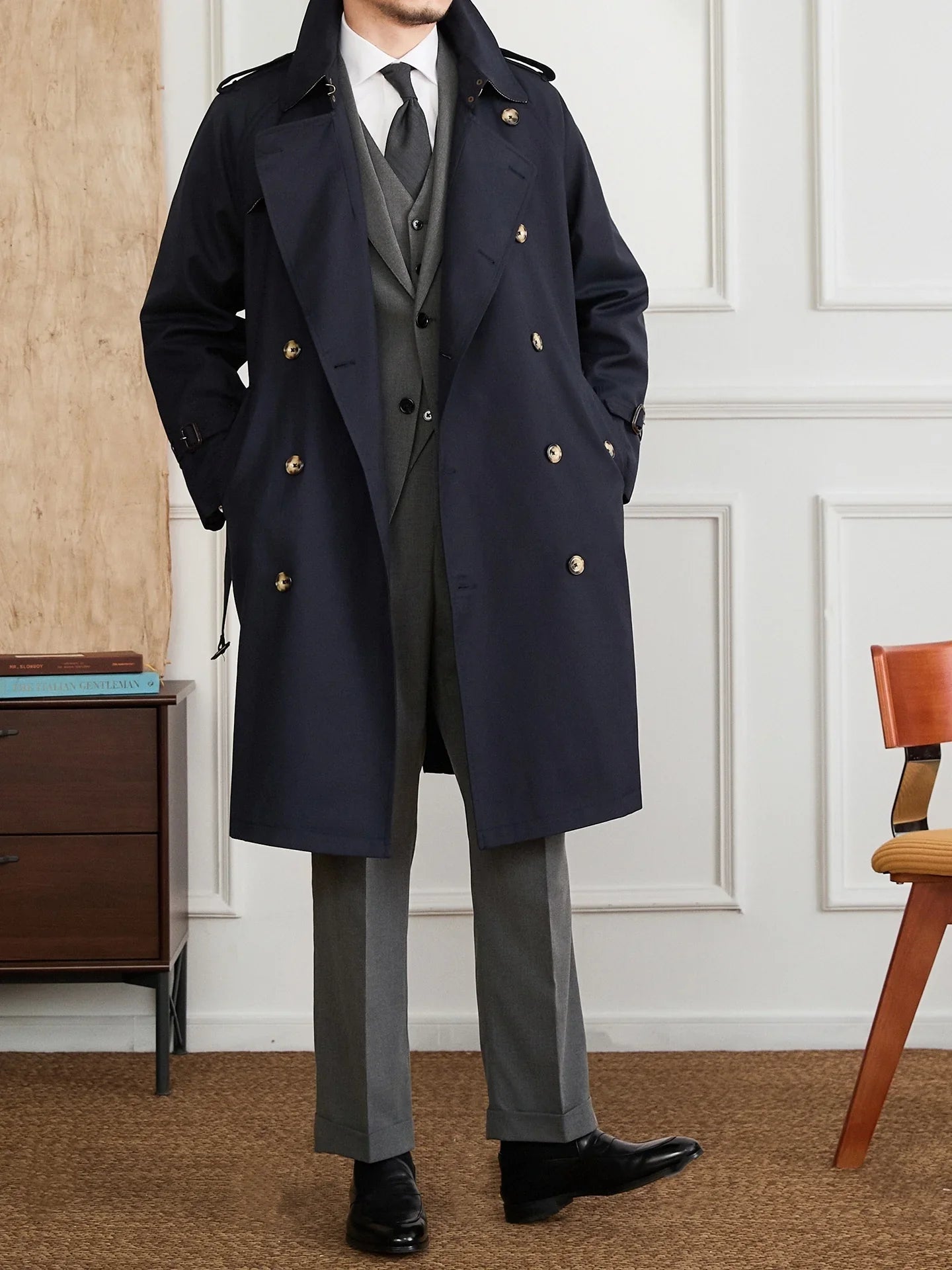 Regents Baumwoll-Misch Doppelreiher Trenchcoat