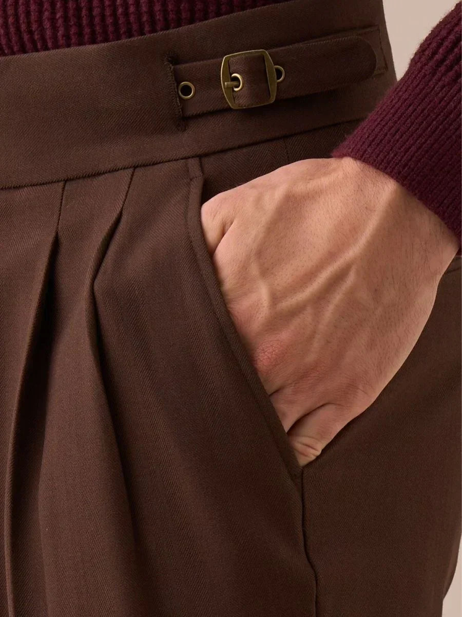 Pantalones Sorano Gurkha de Doble Pliegue y Talle Alto