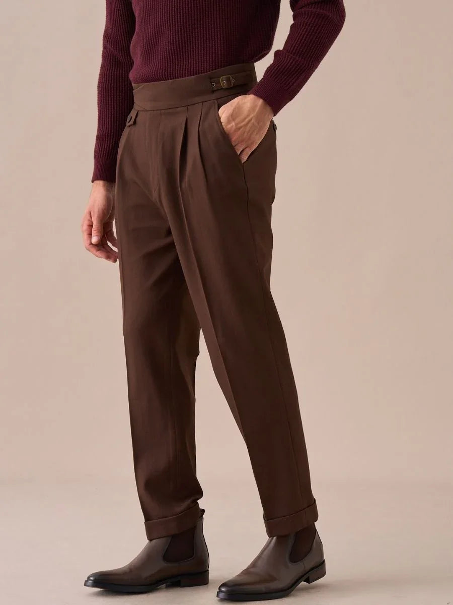 Pantalones Sorano Gurkha de Doble Pliegue y Talle Alto