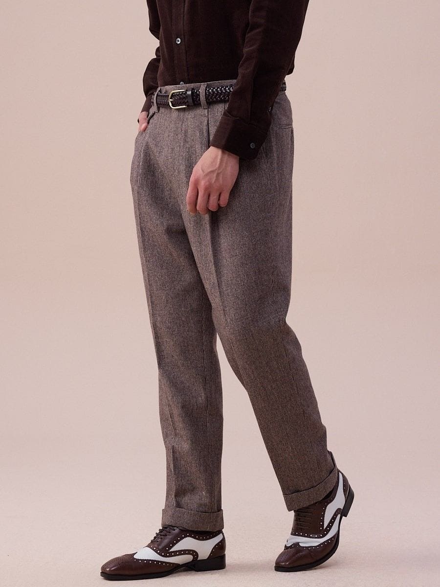 Pantalones de lana de tiro alto con trabillas Piemonte
