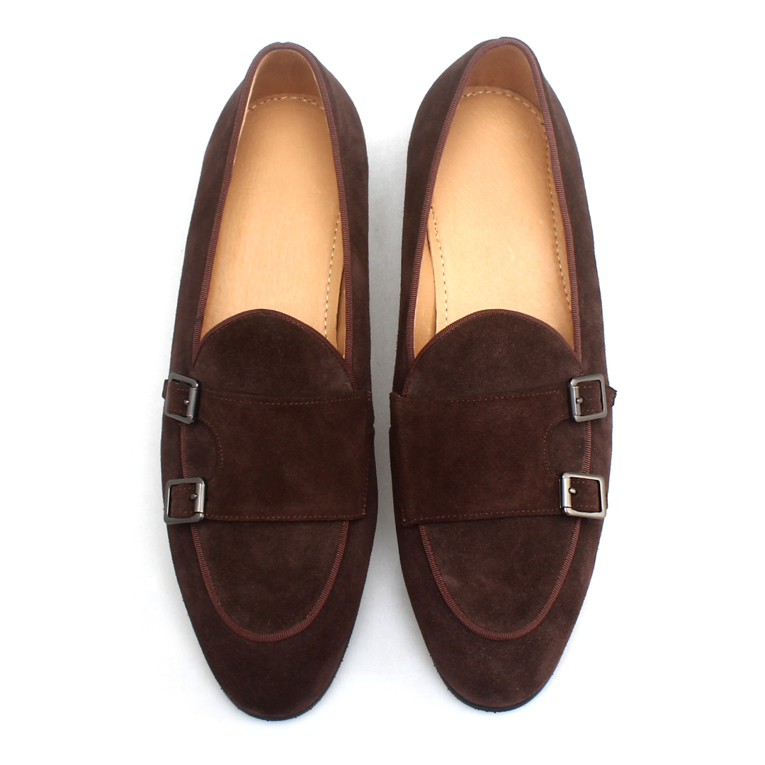 Herren Doppelmonkstraps Wildleder-Loafer