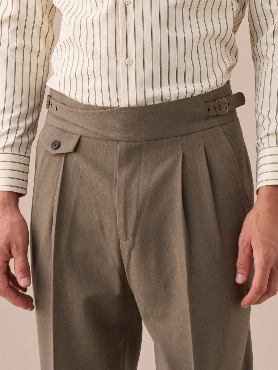 Pantalones Sorano Gurkha de Doble Pliegue y Talle Alto