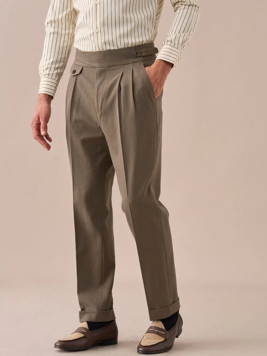 Pantalones Sorano Gurkha de Doble Pliegue y Talle Alto