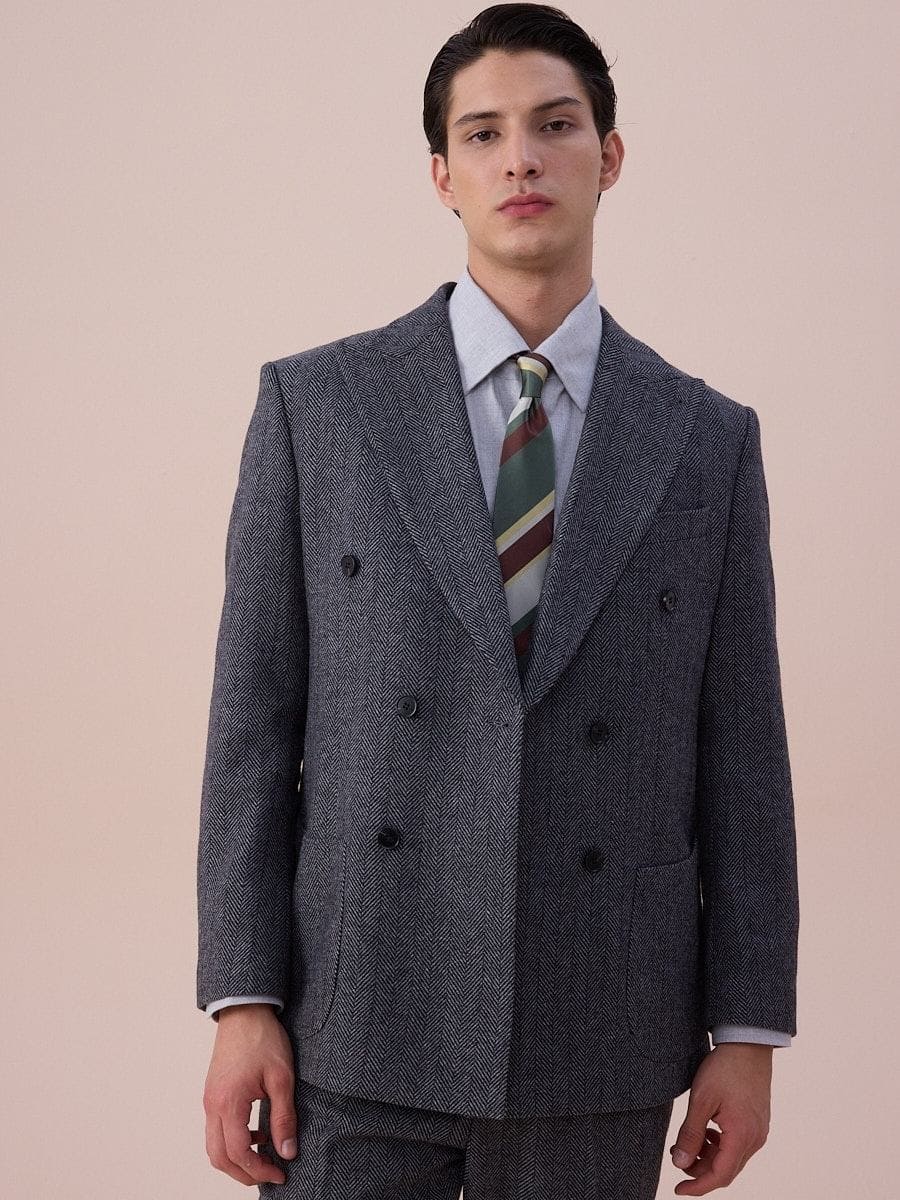 Costume en laine chevrons croisé Venise