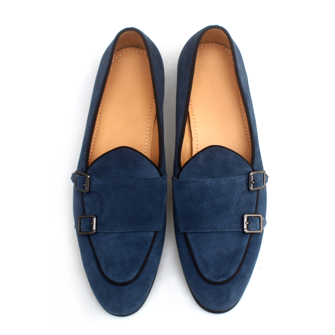Herren Doppelmonkstraps Wildleder-Loafer
