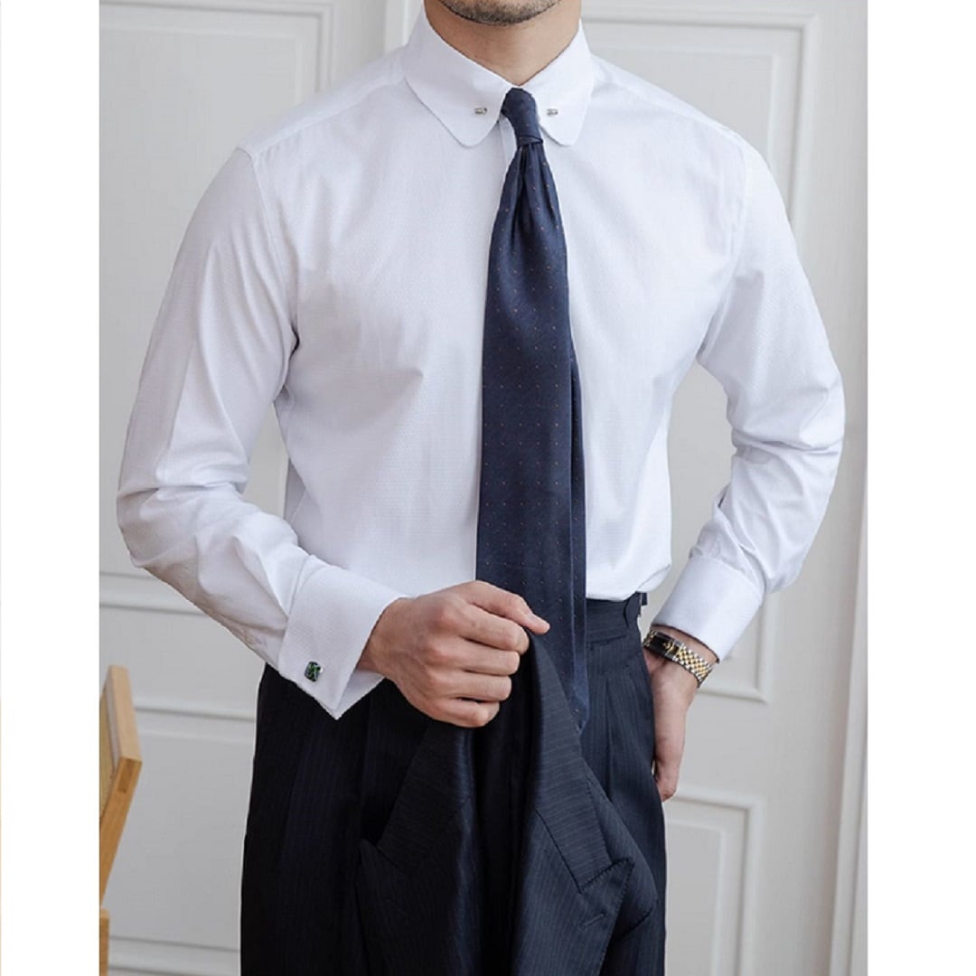 Camisa de cuello corto con gemelos
