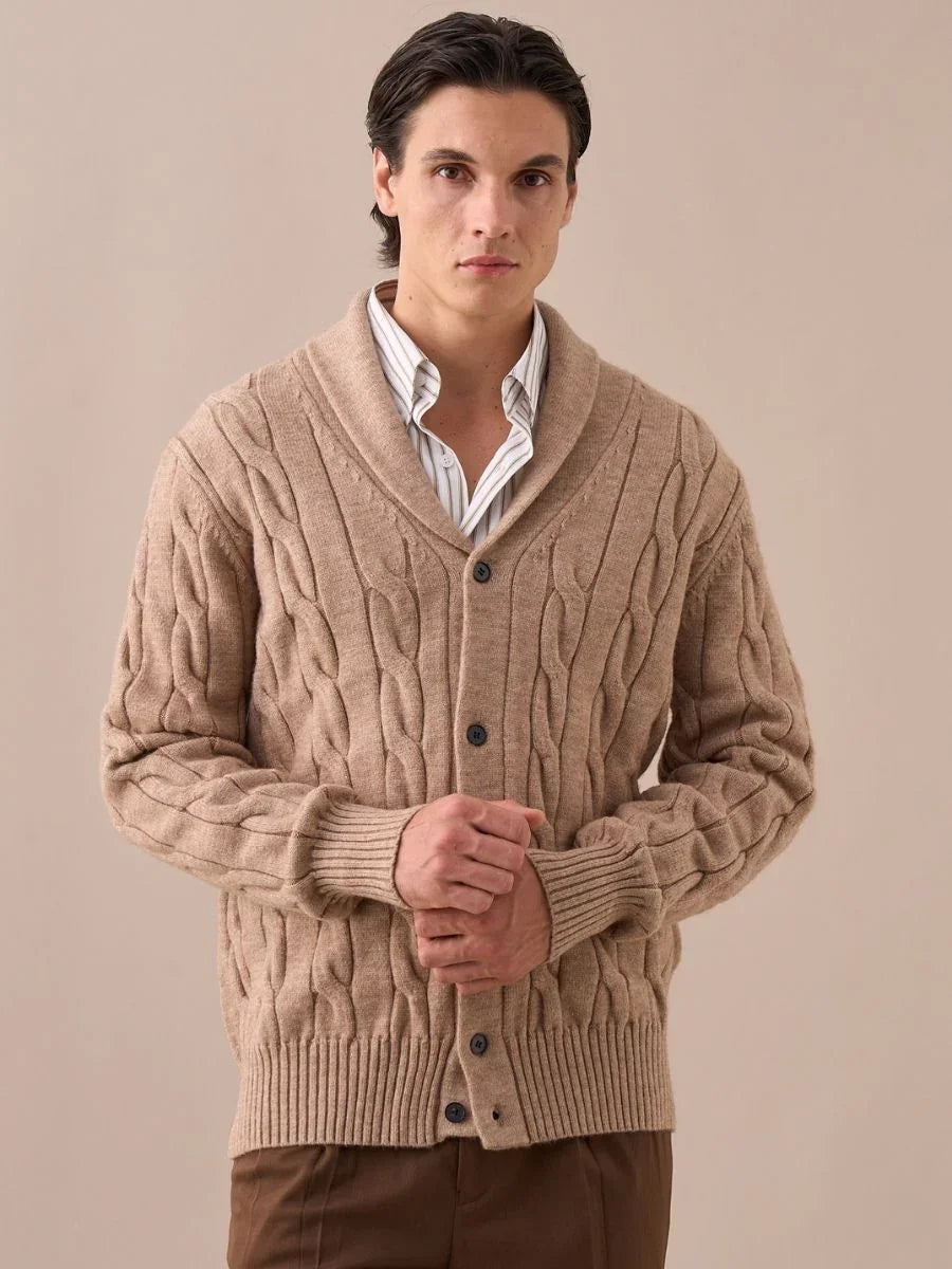 Cárdigan de punto con cuello chal para hombre