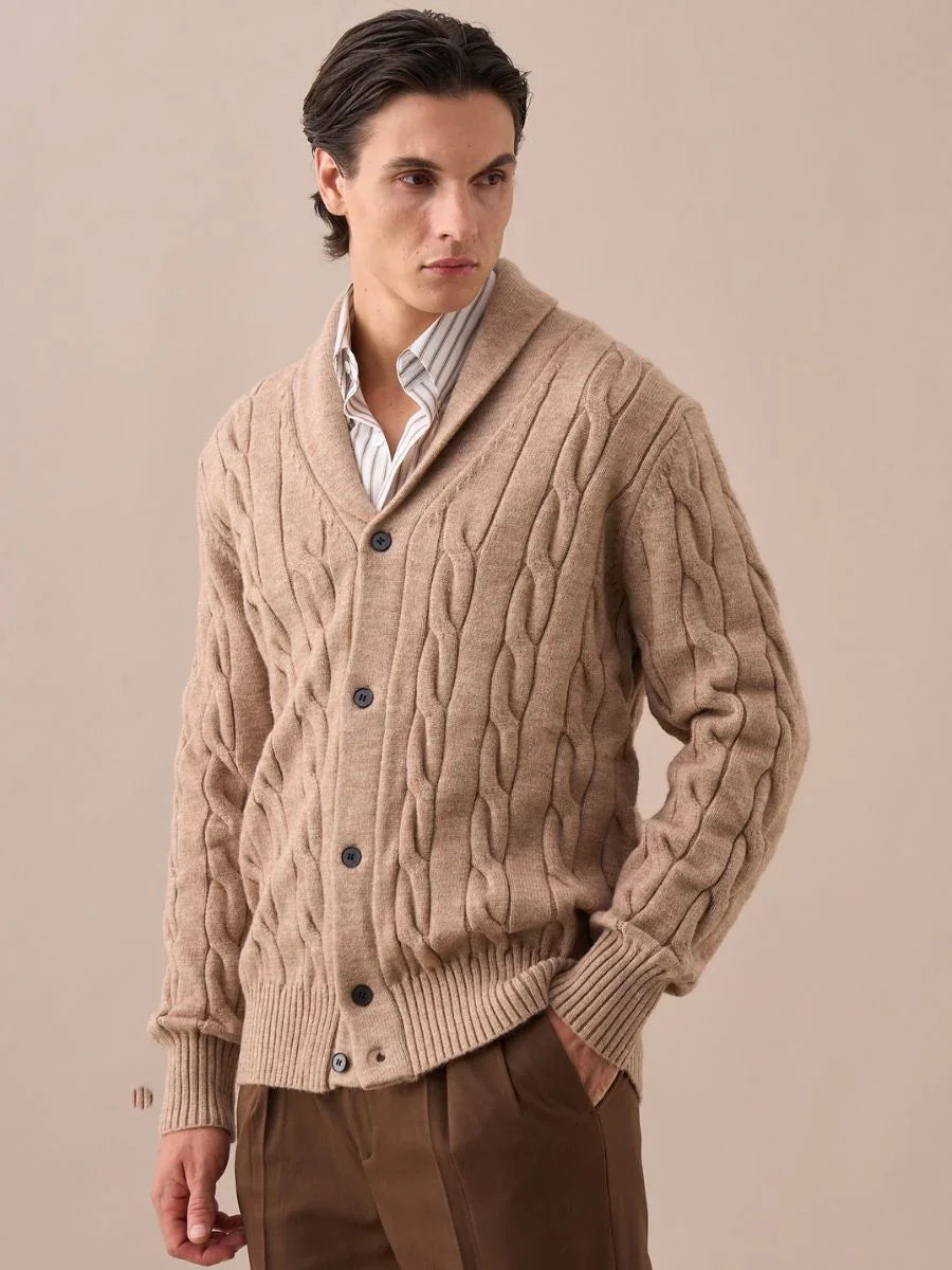 Cárdigan de punto con cuello chal para hombre