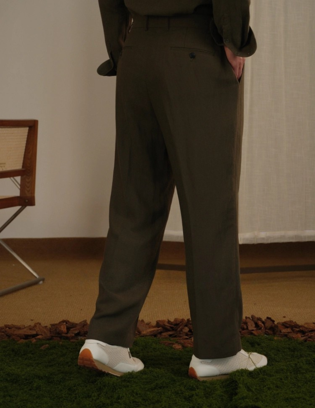 Pantalones de mezcla de Tencel y lino