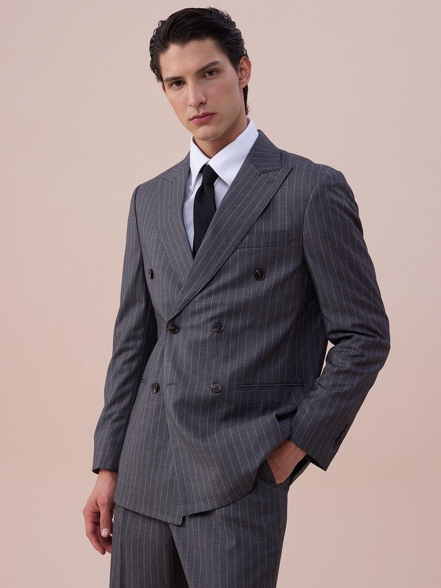Costume Gris à Rayures Modena
