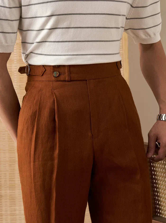 Pantalones de Lino con Trabillas LS035