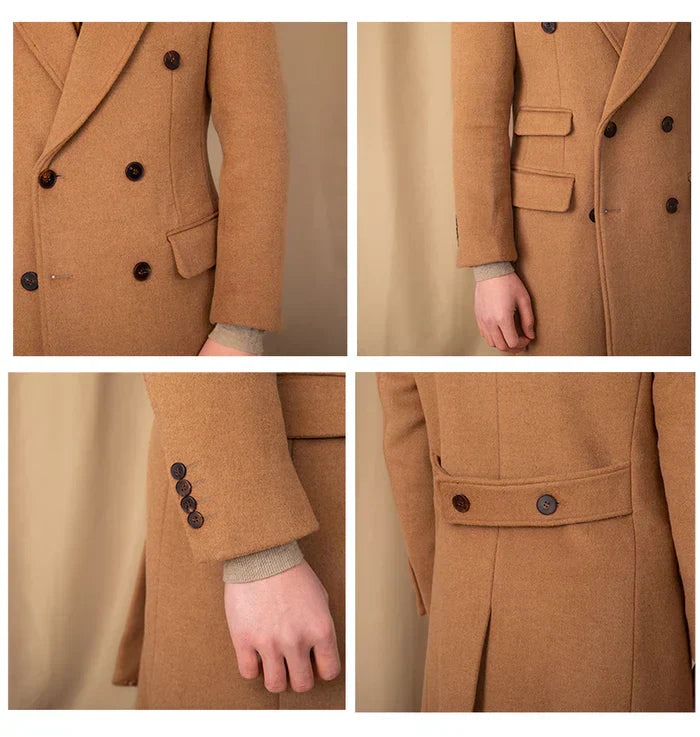Khaki Doppelreiher-Mantel