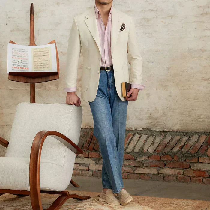 Blazer Retro con Solapa de Muesca y Dos Botones