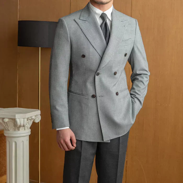 Doppelreiher Prince-of-Wales-Karo Grauer Blazer
