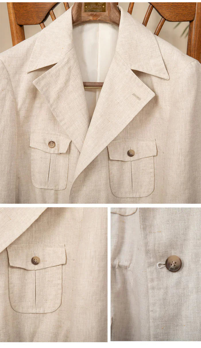 Veste saharienne en pur lin