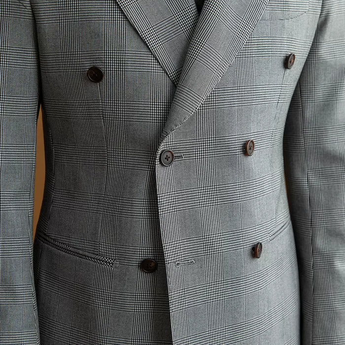 Doppelreiher Prince-of-Wales-Karo Grauer Blazer