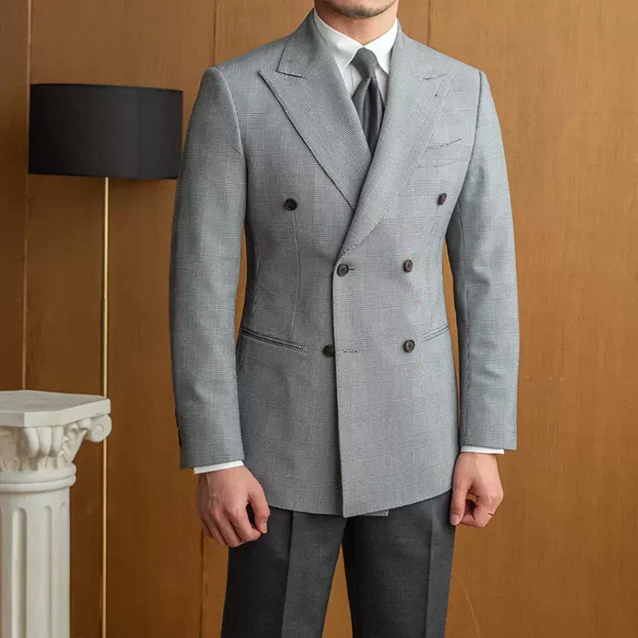 Doppelreiher Prince-of-Wales-Karo Grauer Blazer