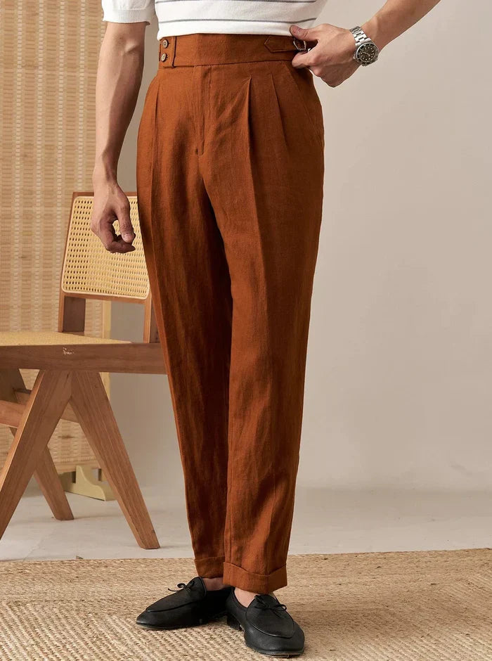 Pantalones de Lino con Trabillas LS035