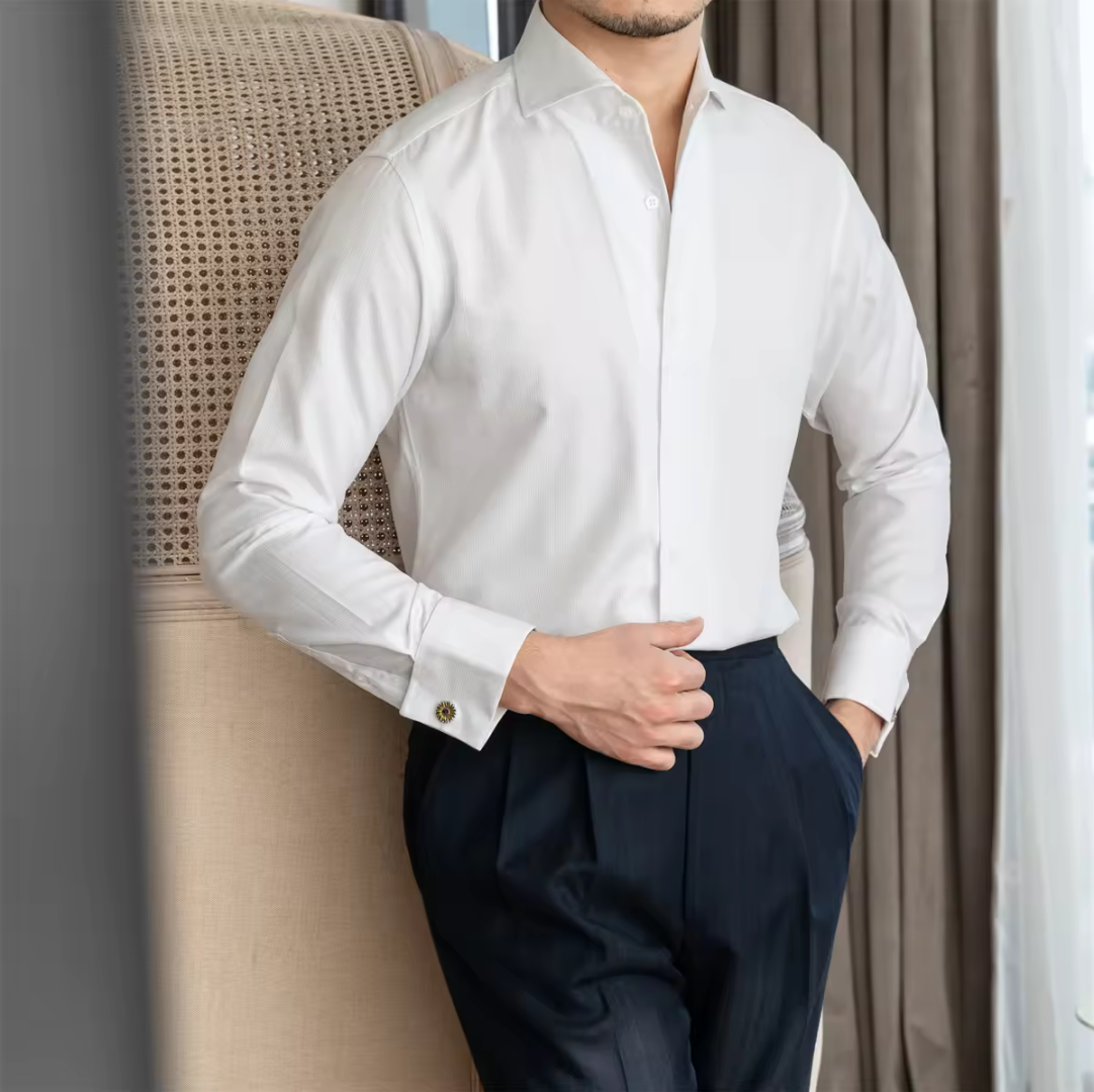 Camisa de puño francés con gemelos
