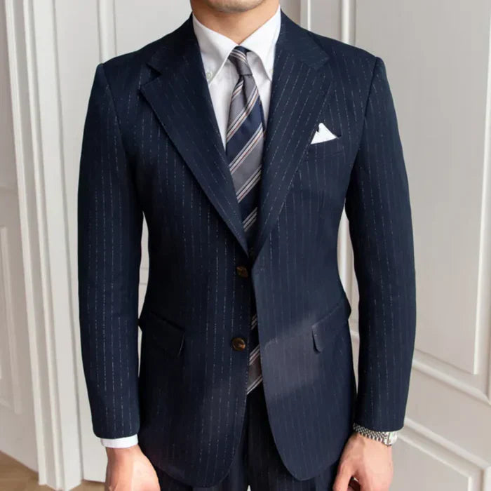 Nadelstreifen Blazer Zwei Knöpfe LS037