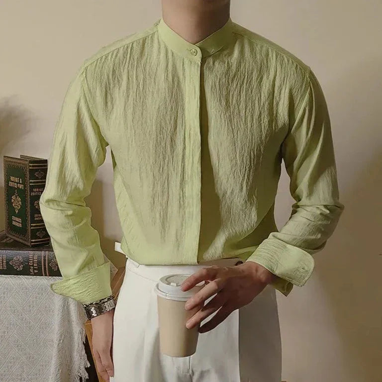 Loops LS032 Leinen Mandarin-Kragen-Hemd