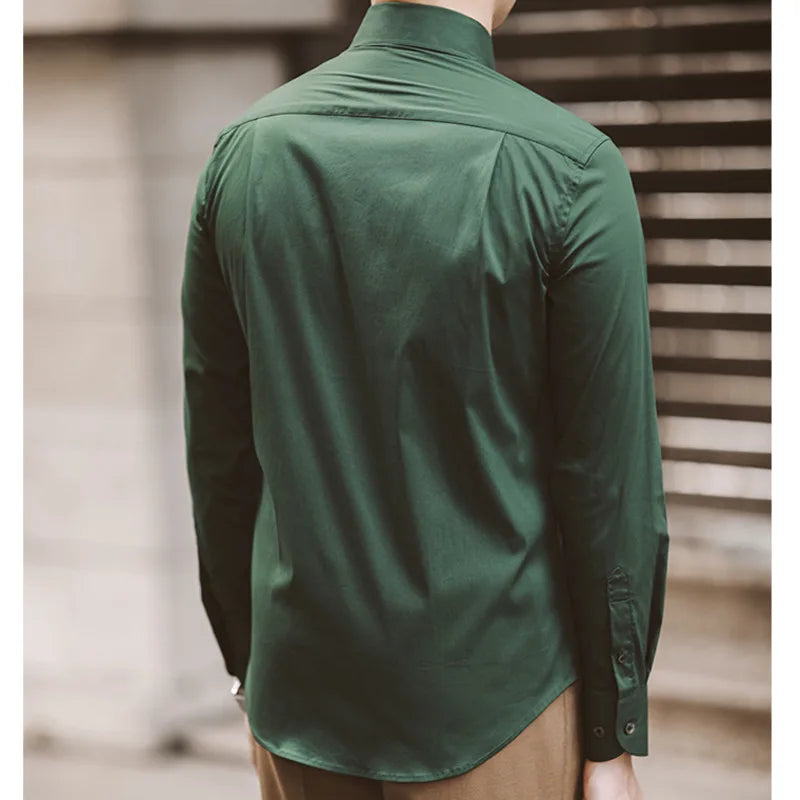 Chemise à col italien LS043 à boucles