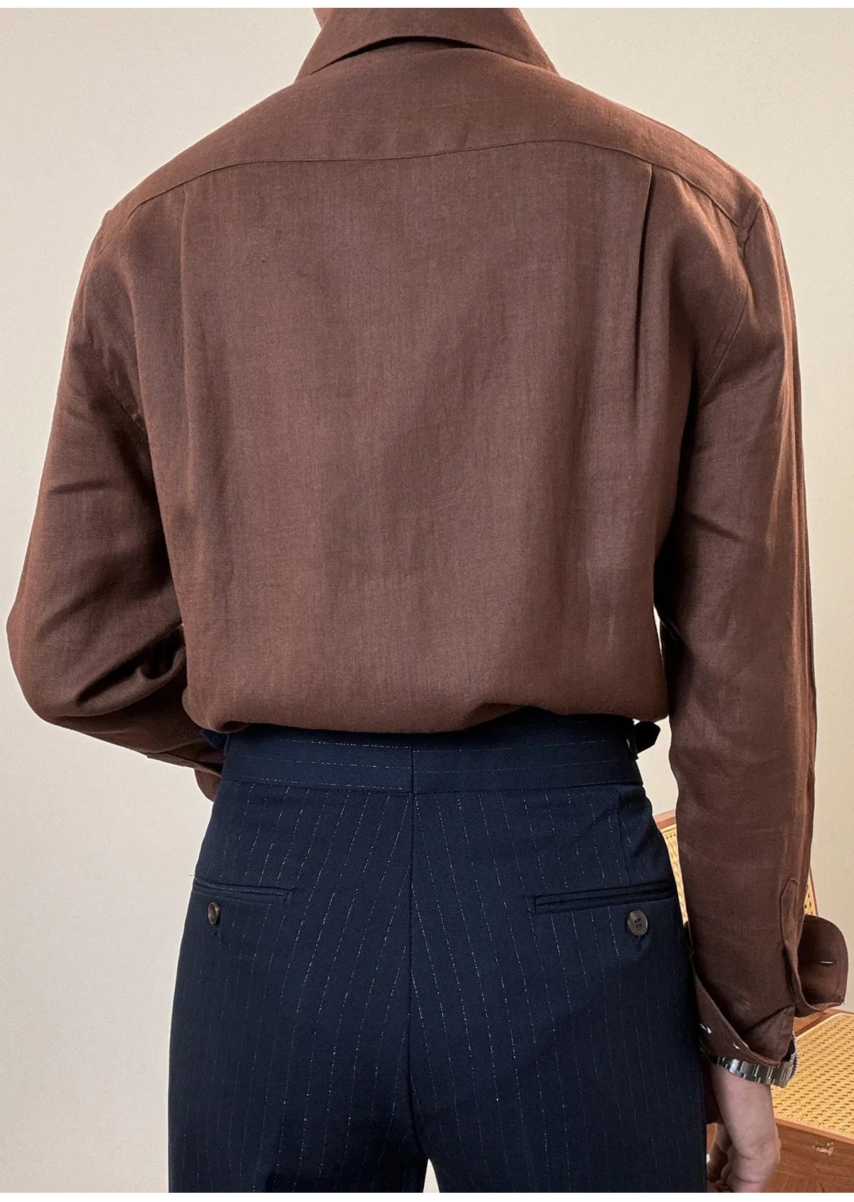 Loops LS031 Herren Leinen Businesshemd
