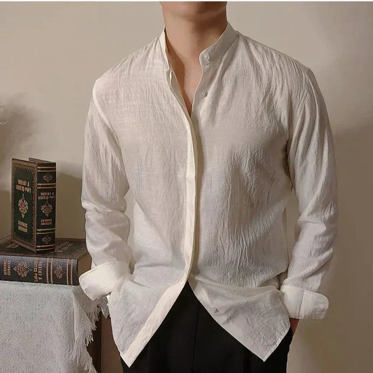 Loops LS032 Leinen Mandarin-Kragen-Hemd