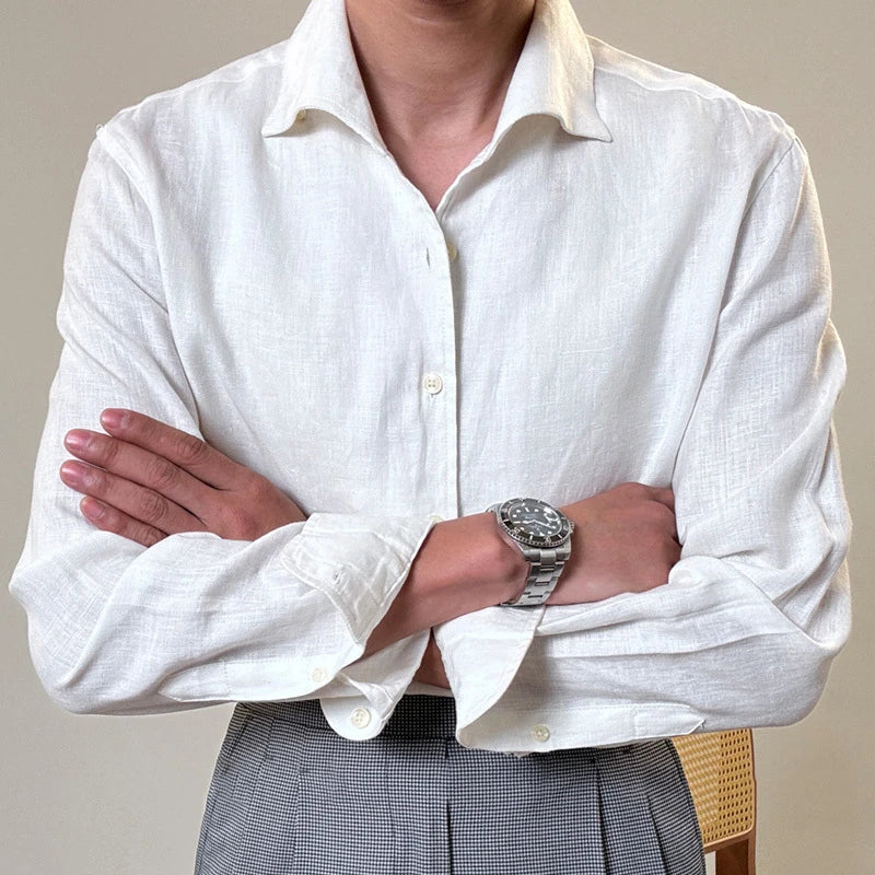 Loops LS031 Herren Leinen Businesshemd