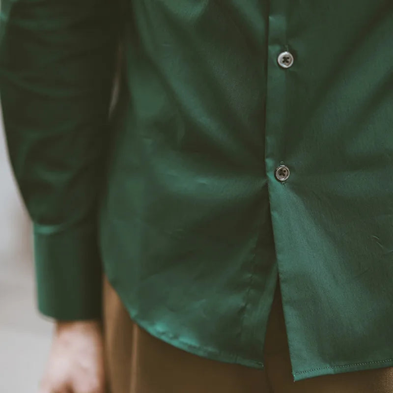Chemise à col italien LS043 à boucles