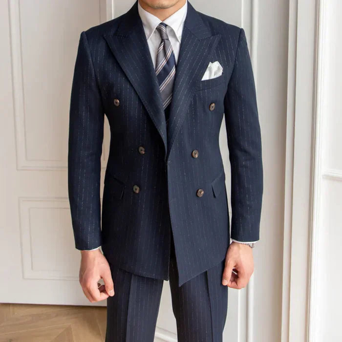 Traje superpuesto a rayas finas LS012
