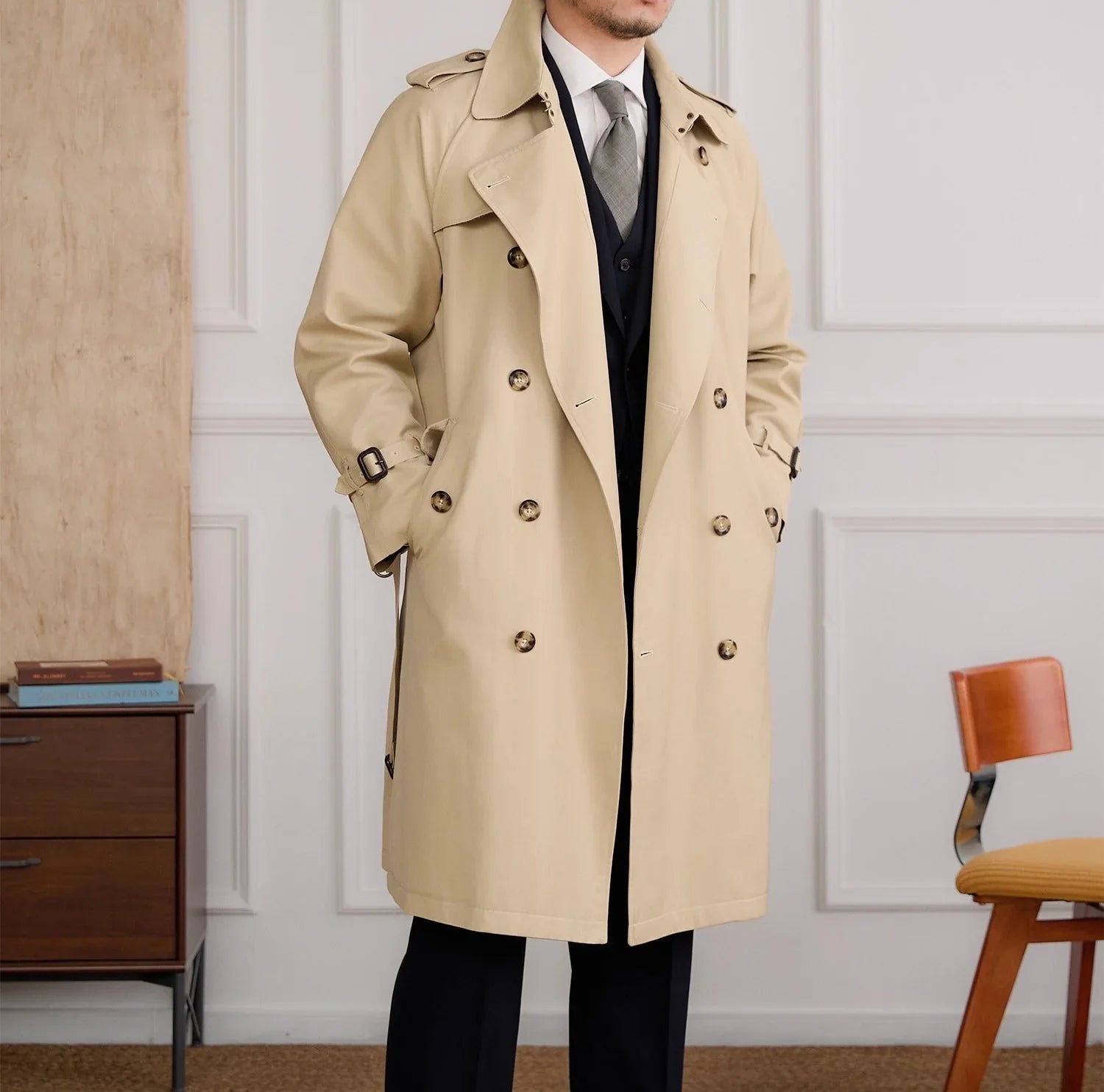 Regents Baumwoll-Misch Doppelreiher Trenchcoat