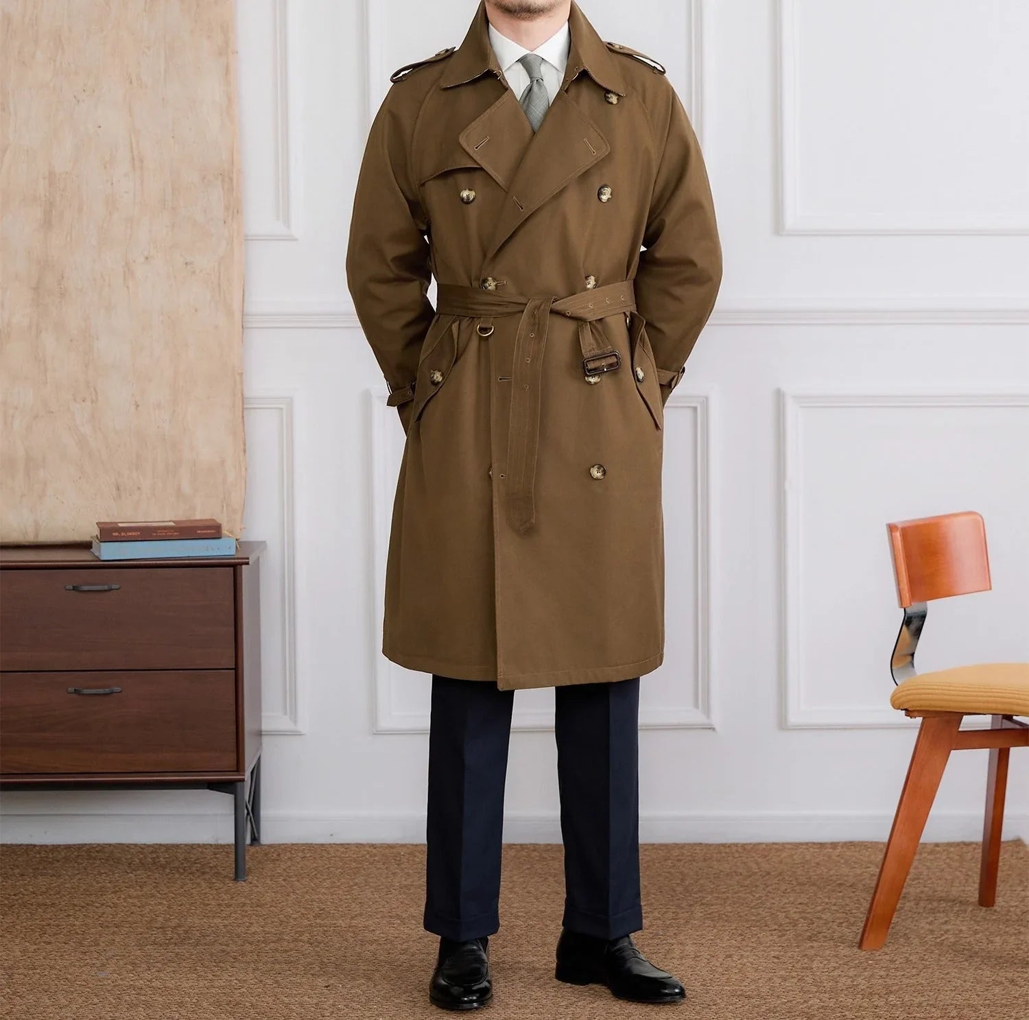 Regents Baumwoll-Misch Doppelreiher Trenchcoat
