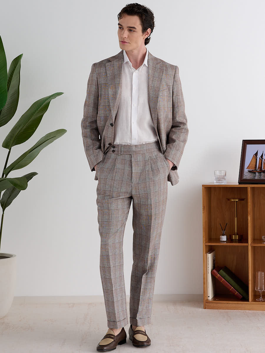 Loops Taupe Prince-of-Wales Anzug