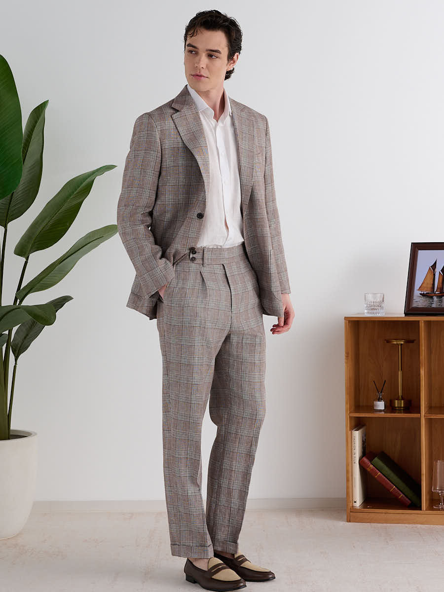 Loops Taupe Prince-of-Wales Anzug