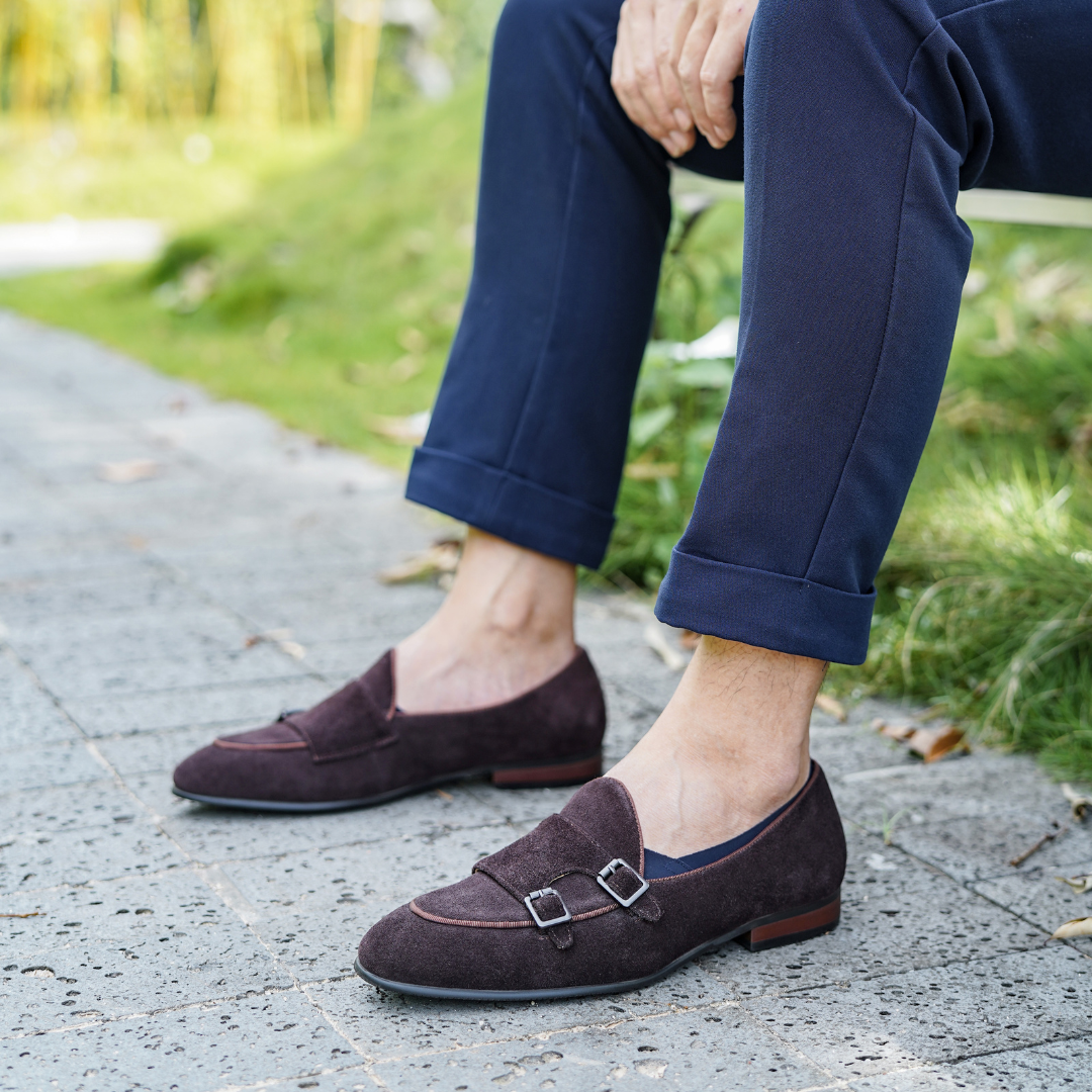 Herren Doppelmonkstraps Wildleder-Loafer