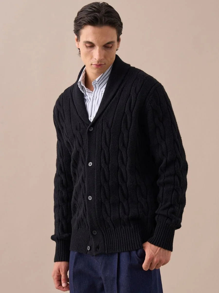 Cardigan en maille à col châle pour homme