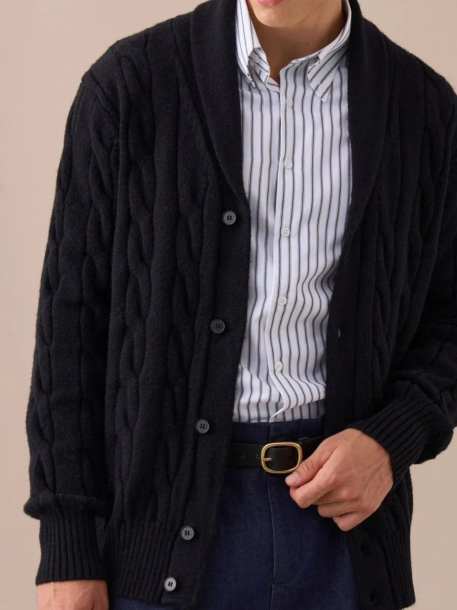 Cardigan en maille à col châle pour homme