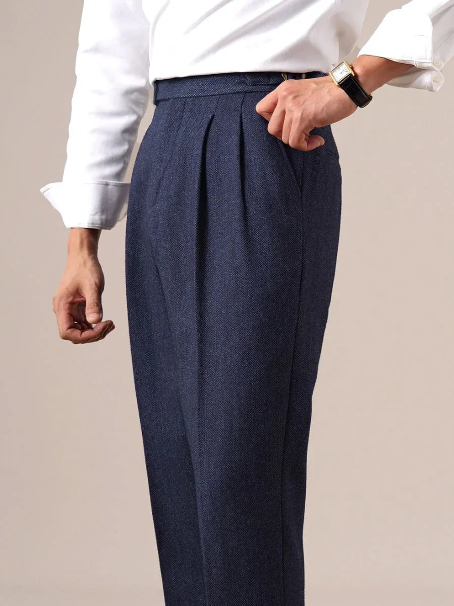 Pantalones plisados de lana espigada Savile