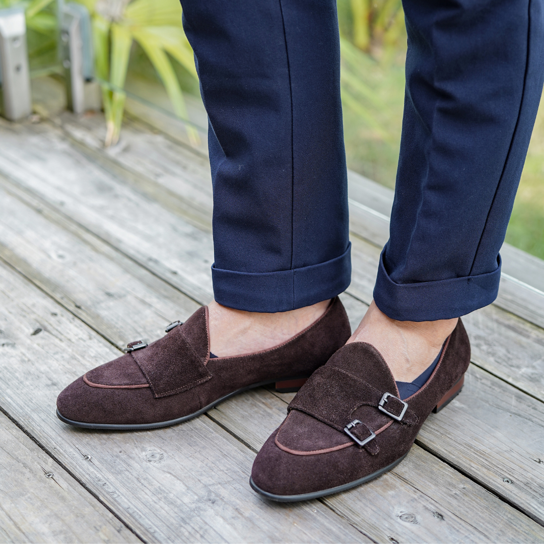 Herren Doppelmonkstraps Wildleder-Loafer