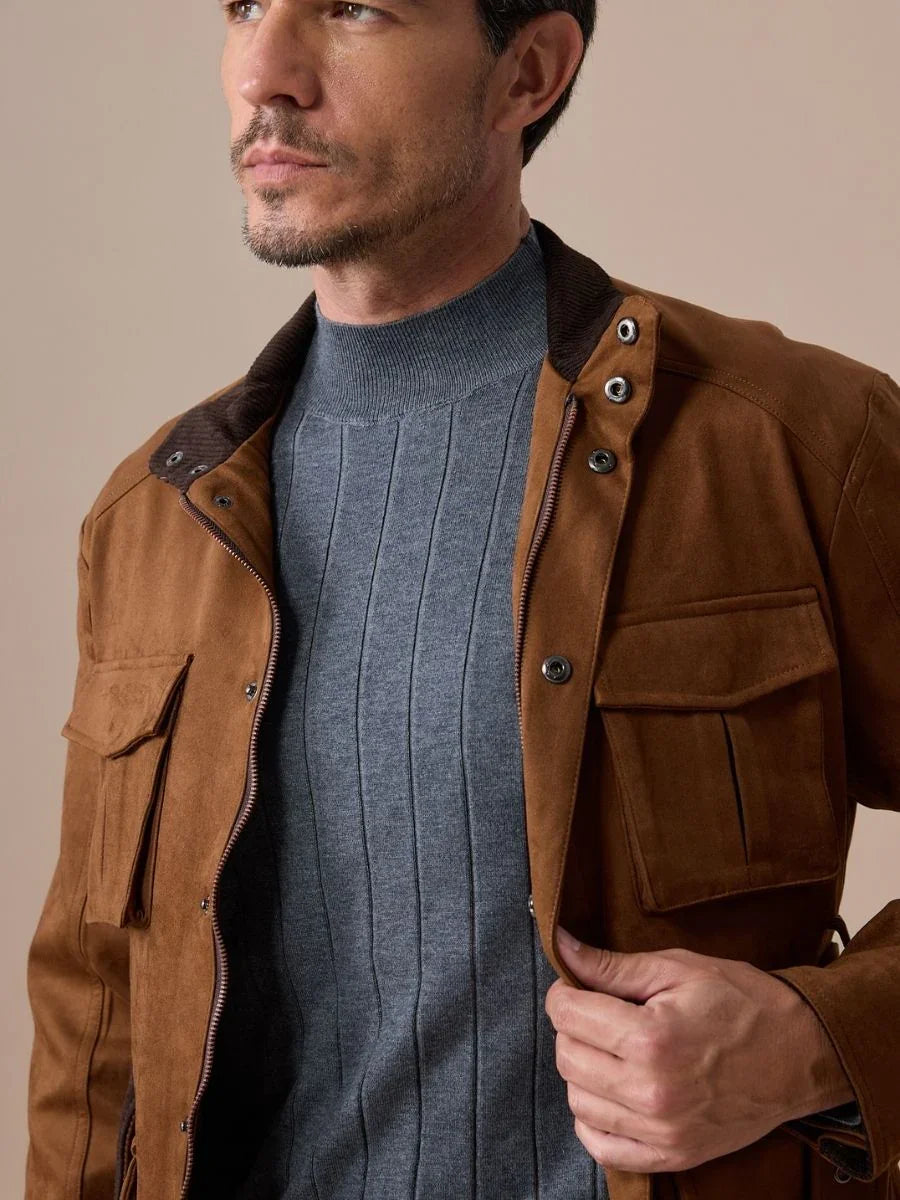 Giacca da Caccia Vintage in Stile Scamosciato
