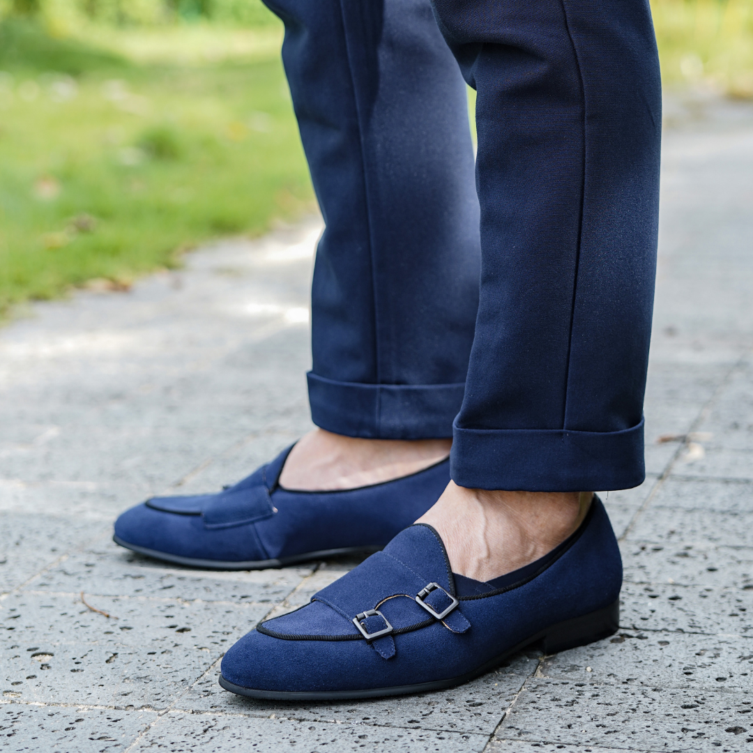 Herren Doppelmonkstraps Wildleder-Loafer